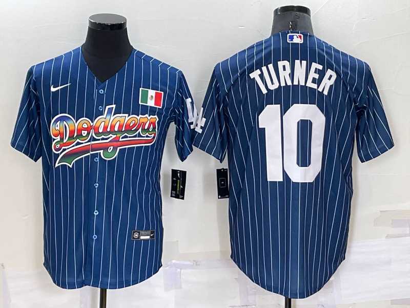 Los Angeles Dodgers #10 Justin Turner Rainbow Blue Red Pinstripe Mexico Cool Base Nike Jersey,We sell and wholesale Los Angeles Dodgers #10 Justin Turner Rainbow Blue Red Pinstripe Mexico Cool Base Nike Jersey on line form chian!